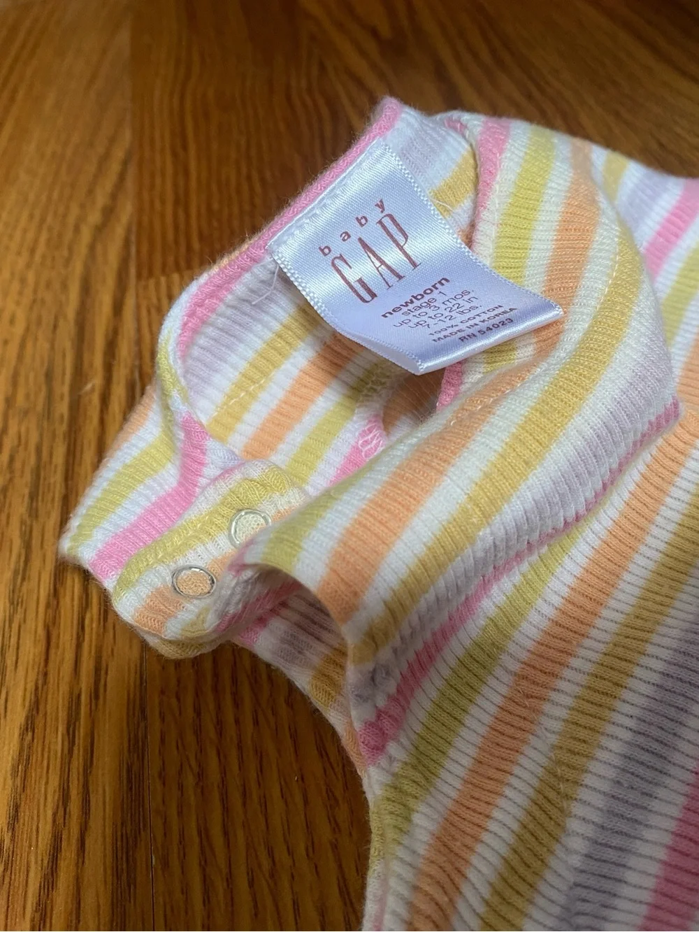 Y2K GAP Striped Ribbed One-Piece Romper - Pastel Pink, Yellow & White